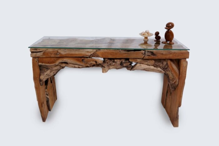 Akar | Teak Wandtafel Van Teakwortel | 70 x 150 x 40 cm