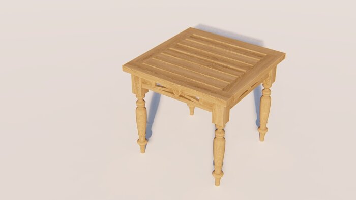 Batavia koffietafel van massief teak 60x60 cm met houtsnijwerk – Teakea tuinmeubel


