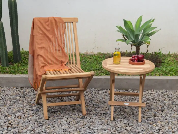 Set van Twee Teak Houten Klapstoel | Tenerif | Opvouwbare Tuinstoel | Licht en Sterk