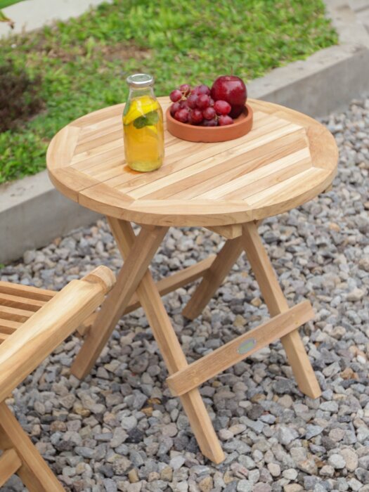 Rond Teak bijzettafeltje 50 cm inklapbaar