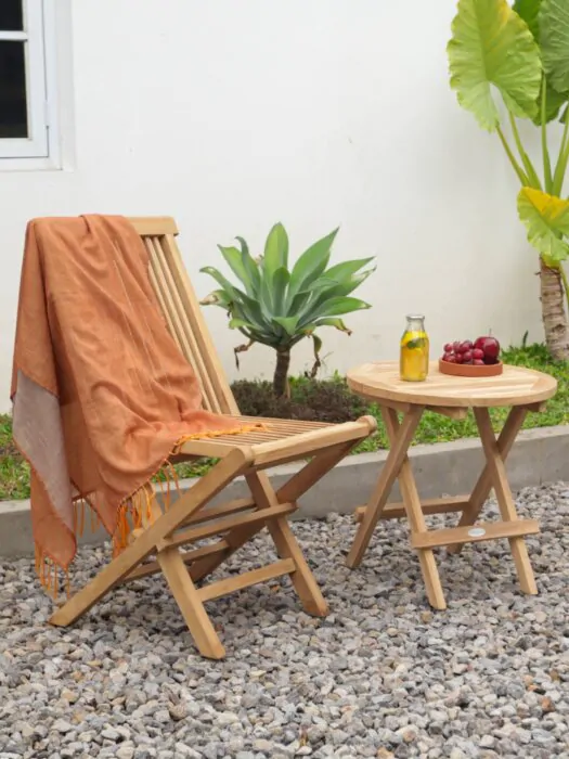 Set van Twee Teak Houten Klapstoel | Tenerif | Opvouwbare Tuinstoel | Licht en Sterk