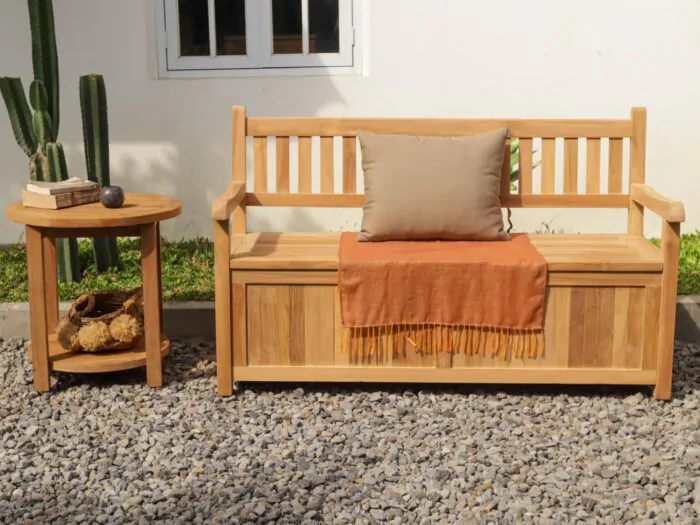 Tuin Salontafel Teakhout | Rond Ø 50 met onderblad | Bijzettafeltje