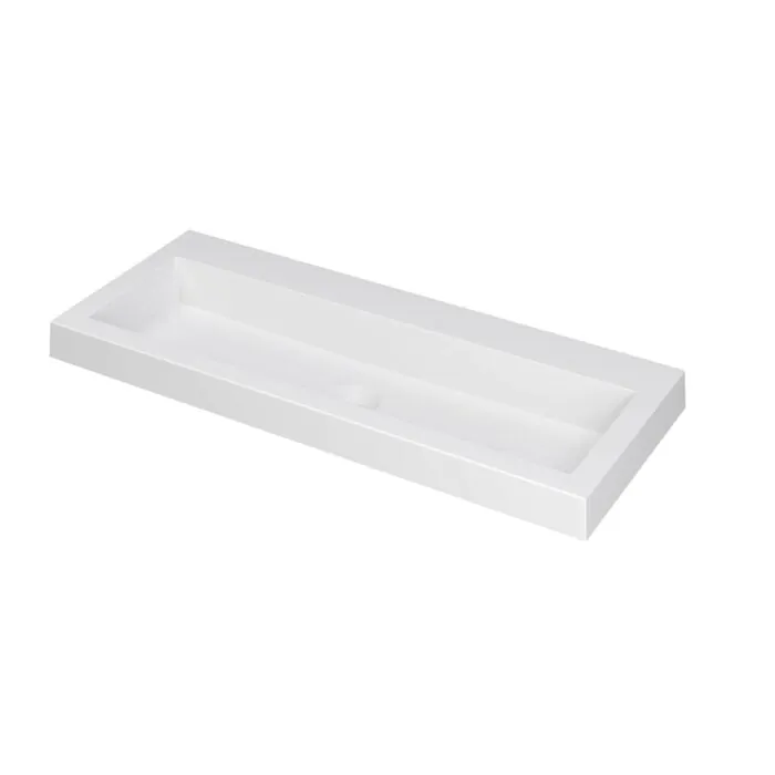 Ink Dock Wastafel Polystone zonder kraangat - Mat wit - 100x40 cm