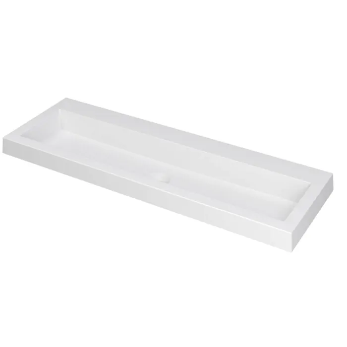 Ink Dock Wastafel Polystone zonder kraangat - Mat wit - 120x40 cm