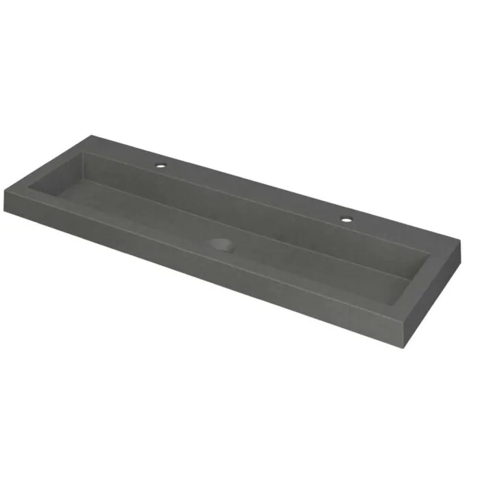 Ink Dock Wastafel Quartz met 2 kraangaten - Quartz grijs - 120x40 cm