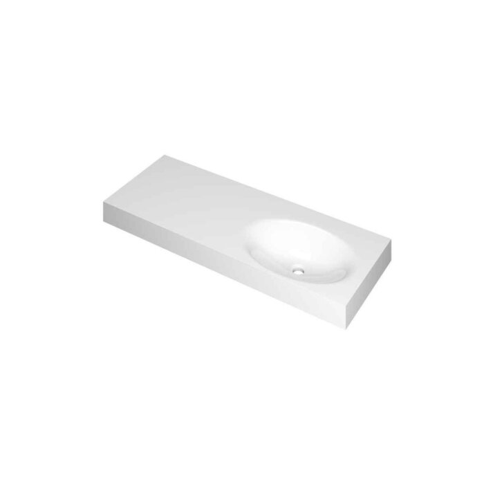 SMOOTH Wastafel in polystone | 120 x 45 x 9 wasbak rechts