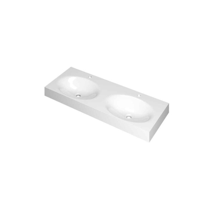 SMOOTH Wastafel in polystone | 140 x 45 x 9 wasbak dubbel