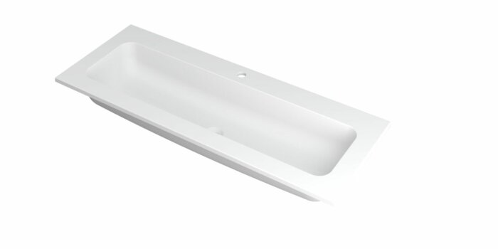 Ink Faktor Wastafel polystone centraal met 1 kraangat - Mat wit - 1200x450x15 mm (bxdxh)