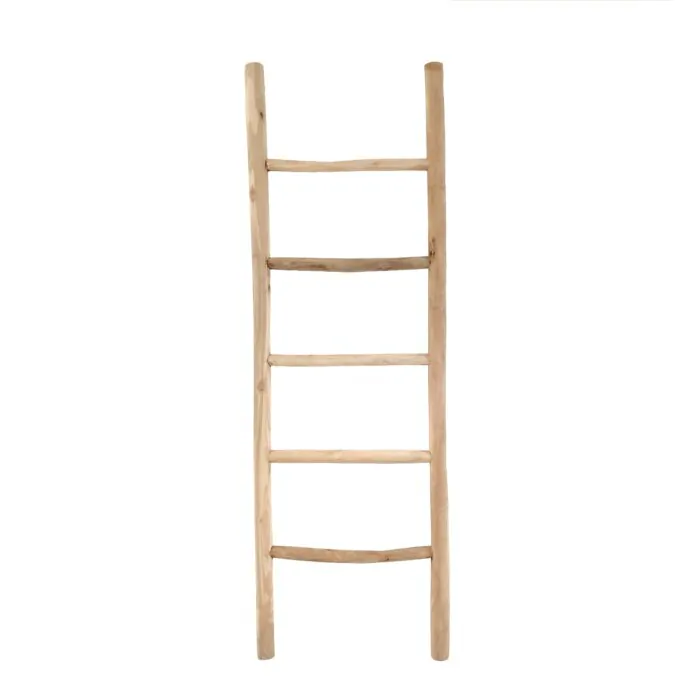 Teakhouten decoratie ladder | Naturel Eiken-Look| 50x5x175 - Decoratieladder-Eiken-Naturel-1750-50-