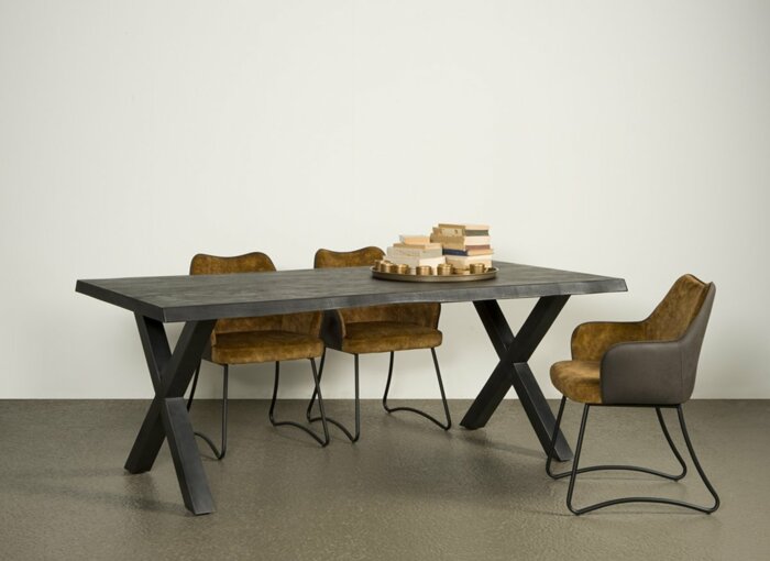 Xara Live-edge dining table 160-200x100 - top 5 - Black - TWR-NA0312-0315-B