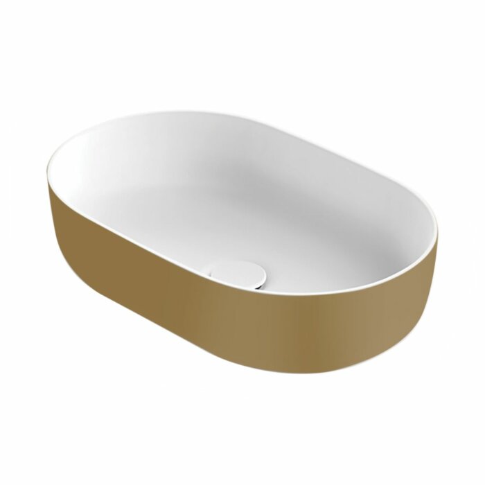 Xenz Neo-O solid surface waskom 56x36x14 Bicolor wit/goud
