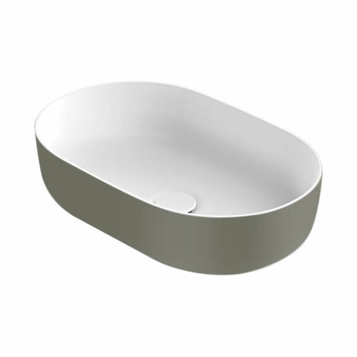 Xenz Neo-O solid surface waskom 56x36x14 Bicolor wit/zijdegrijs
