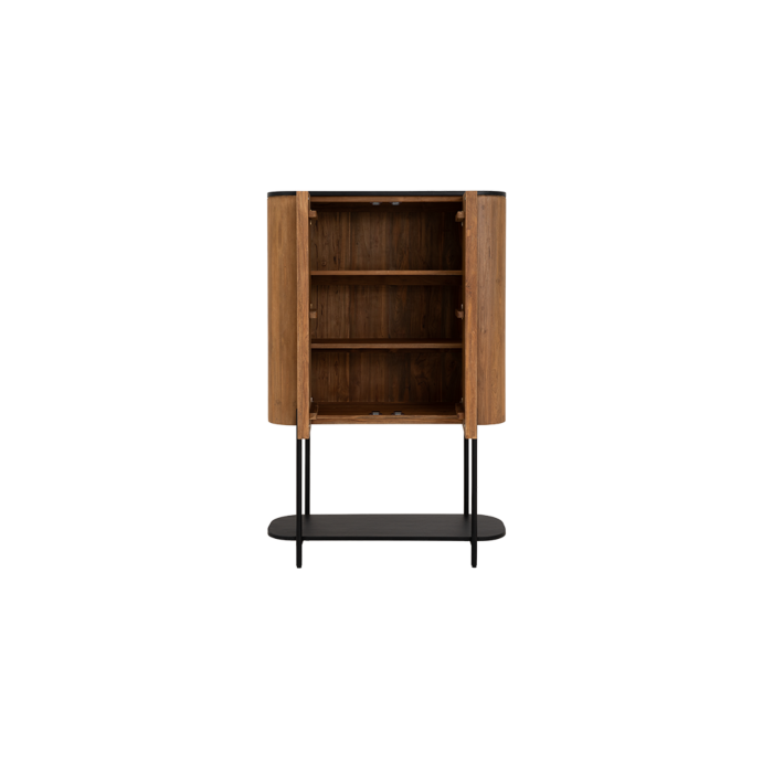 Tower Living Palazzo opbergkast 105 cm, gerecycled teakhout met zwart stucwerk bovenblad en zwarte metalen poten