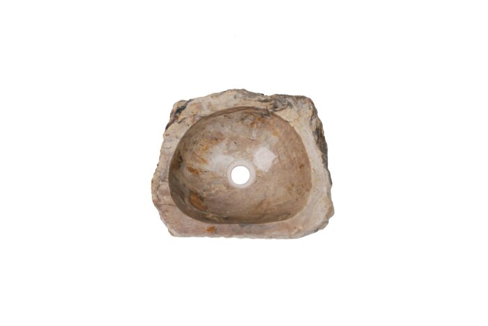  Versteende houten waskom Teakea 37x30x14 cm - compact en modern badkamerdesign.