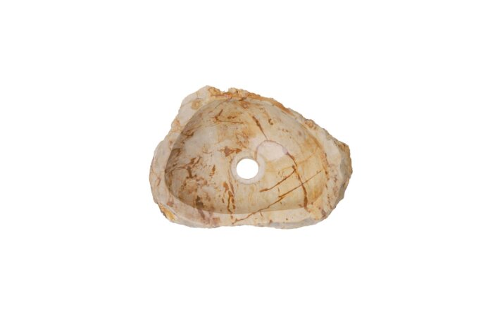 Versteende houten waskom Teakea 38x27x12 cm - compact, natuurlijk en stijlvol badkamerdesign