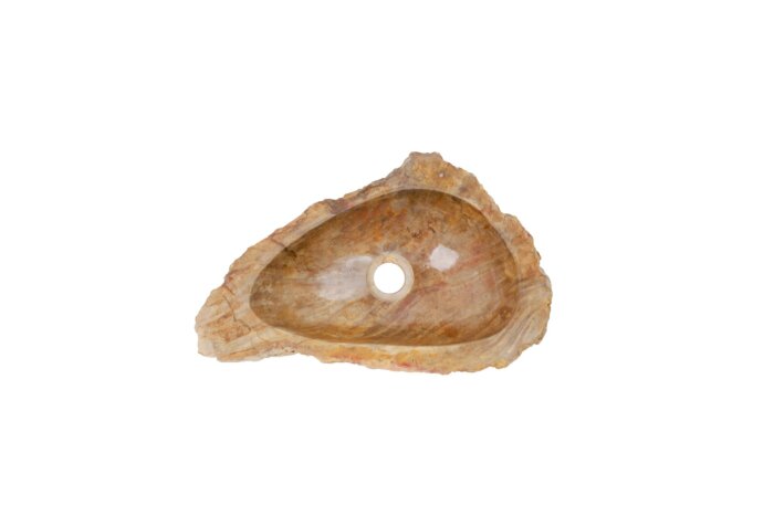 Versteende houten waskom Teakea 47x30x14 cm - natuurlijk fossiel design.