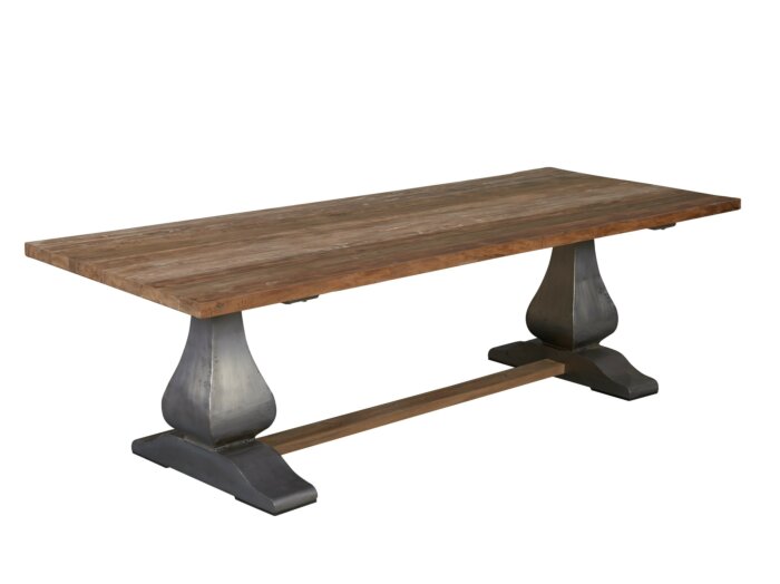 Prato | Industriële Teak Kloostertafel | 260x100x78 | 4 dik blad - TWR-PF0093