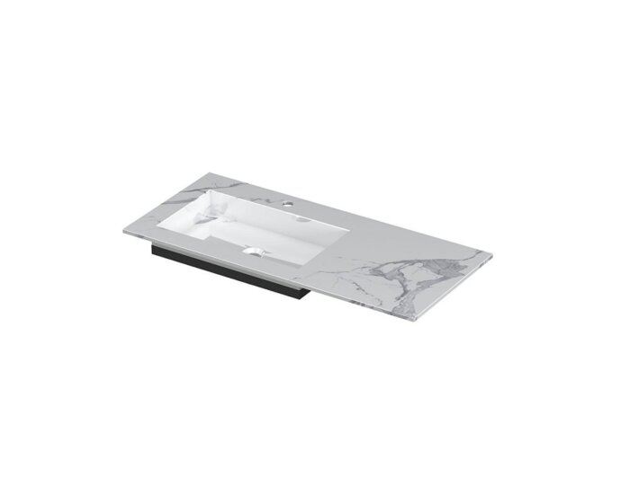 POST Wastafel met enkele wasbak in keramische slab met schuinaflopende envelop bodem 100 x 45 x 1 wasbak links