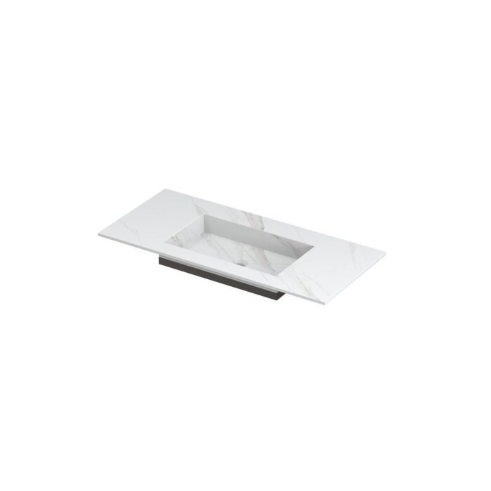 POST Wastafel met enkele wasbak in keramische slab met schuinaflopende envelop bodem 100 x 45 x 1 wasbak rechts