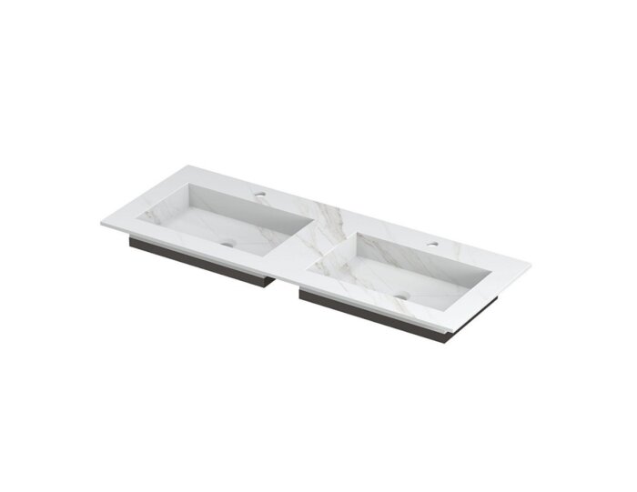 POST Wastafel met enkele wasbak in keramische slab met schuinaflopende envelop bodem 120 x 45 x 1 wasbak dubbel