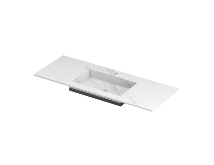 POST Wastafel met enkele wasbak in keramische slab met schuinaflopende envelop bodem 120 x 45 x 1 wasbak midden