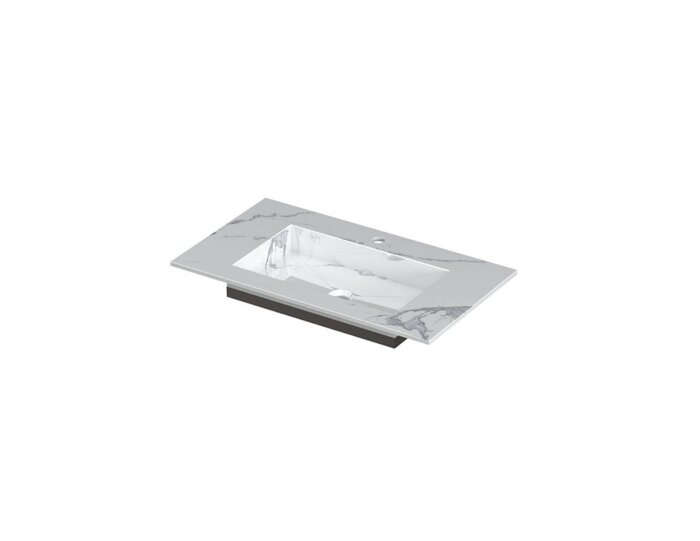 POST Wastafel met enkele wasbak in keramische slab met schuinaflopende envelop bodem 80 x 45 x 1