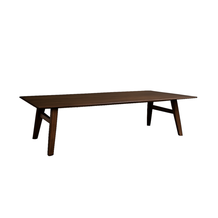 Aura salontafel 140 cm massief acaciahout, modern design, strakke poten, woonkamer.