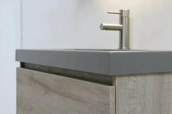 Ink Momento meubelwastafel rechts 140x45cm - zonder kraangat - Polystone mat wit