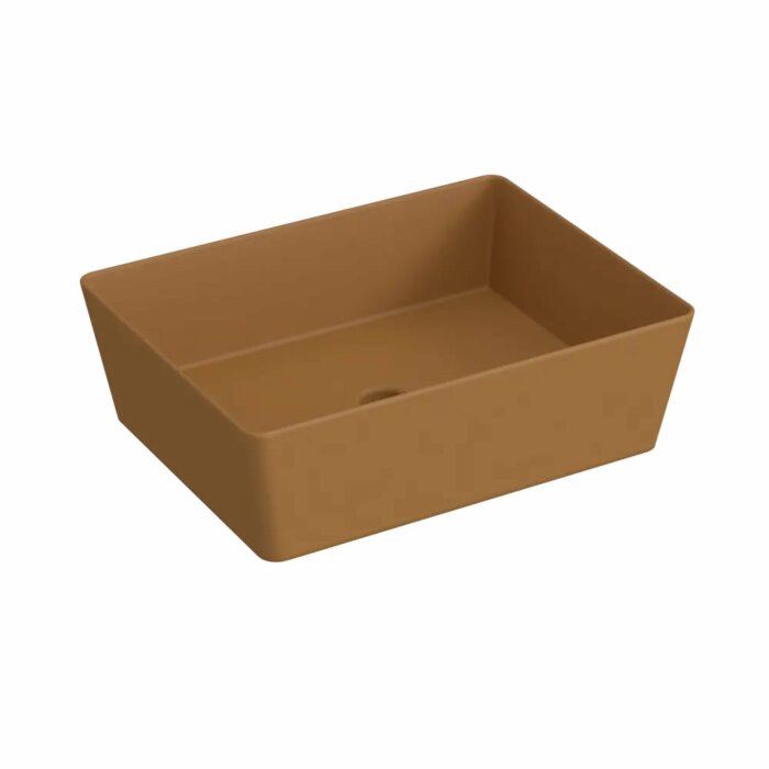 Blinq Couleur opzetwastafel rechthoekig 50x38cm - tabak