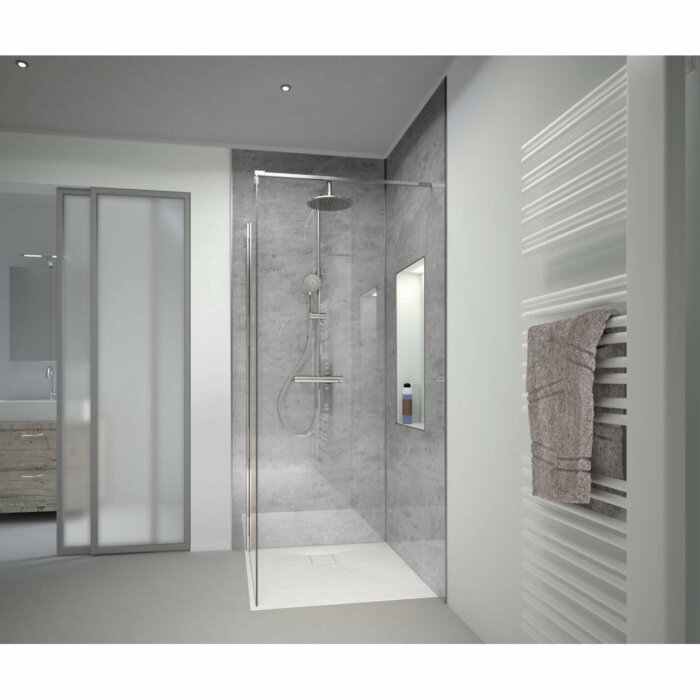 HSK RenoDeco Paneel Aluminium 100x210cm Natuursteen Asgrijs Hoogglans
