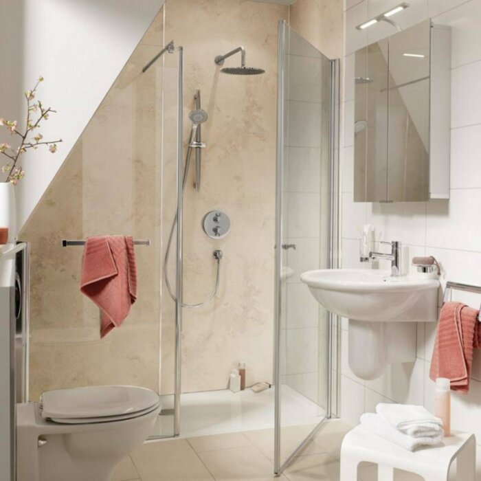 HSK RenoDeco wandpaneel Aluminium 100x210 cm Zandsteen Terra-Beige Hoogglans