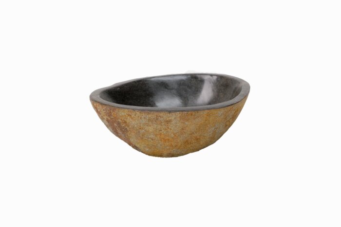 Natuurstenen waskommetje Teakea 33x30x15 cm - stijlvol, natuurlijk en compact toiletdesign.