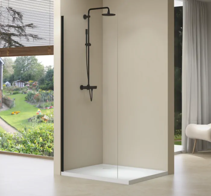 Van Rijn Products ST01ZWM inloopdouche 60cm met mat zwart beslag - zonder stabilisatiestang