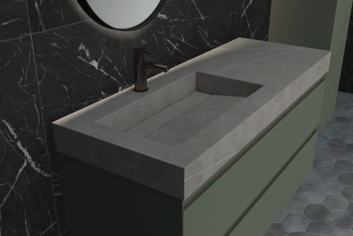 Ink Pitch meubelwastafel 60x45cm keramische slab - 1 kraangat - Armani grey