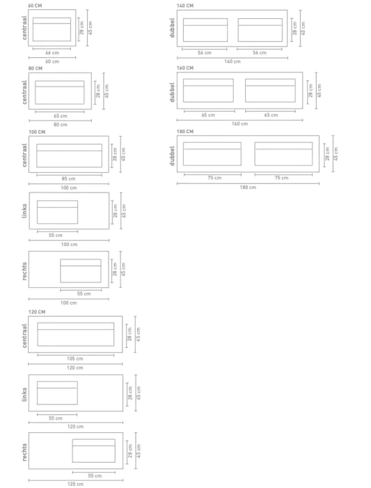 Ink Pitch meubelwastafel 60x45cm keramische slab - 1 kraangat - Armani grey