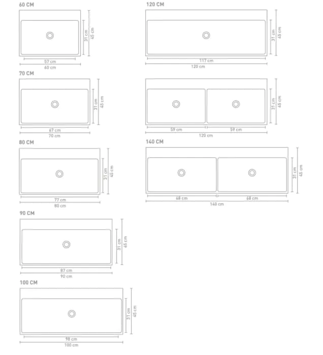 Ink Unlimited wastafel - porselein zonder kraangat - Glans wit 800x450mm (bxd)