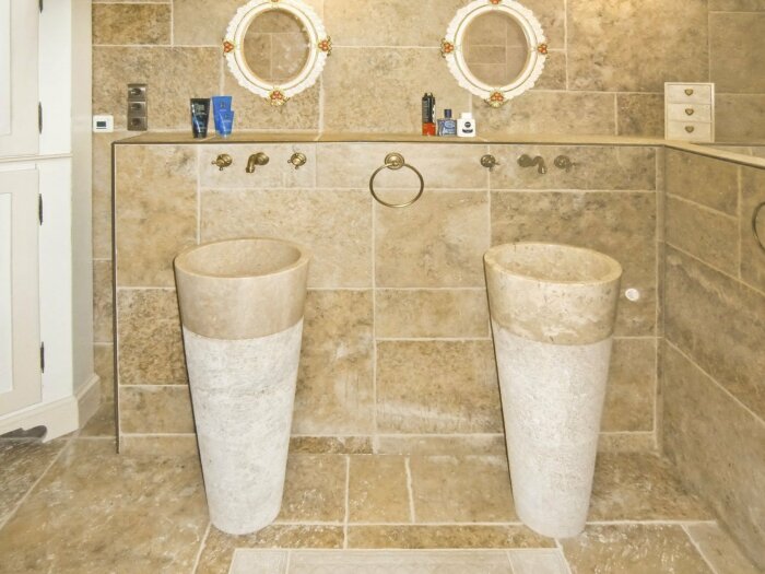 Natuurstenen wastafelzuil | Marmer | Wit-Beige - PD-W