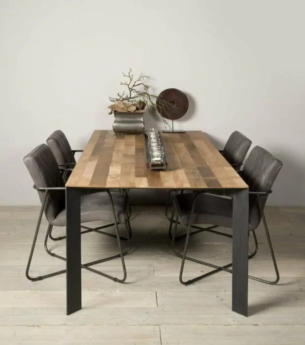 Pandora Eettafel | Teak met Staal | Meerdere Afmetingen - TWR-MX0021-0023