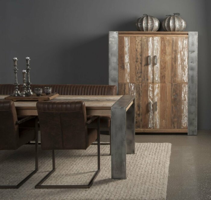 Novara | Dressoir Teakhout met Staal | 210x45x90 - TWR-PF0010
