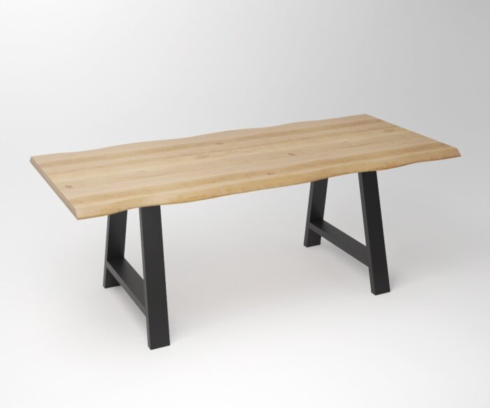 Eiken Boomstam Eettafel | Slab Edged-A ( SHR ) Fineline Frame black