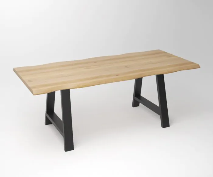 Eiken Boomstam Eettafel | Slab Edged-A ( SHR ) Fineline Frame black
