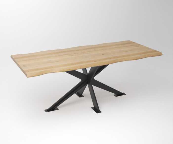 Eiken Boomstam Eettafel | Slab Edged-Rex Massive Frame - Teakea.nl