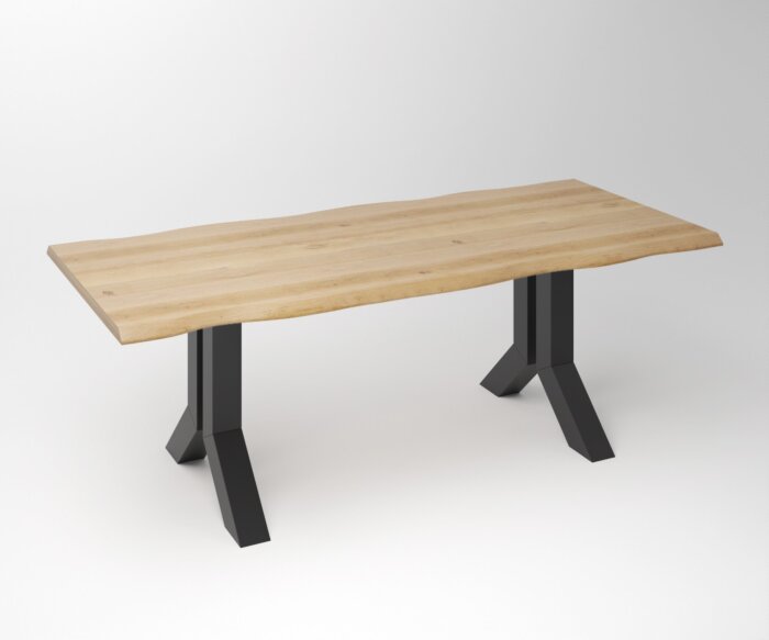 Eiken Boomstam Eettafel | Slab Edged-Y - Frame