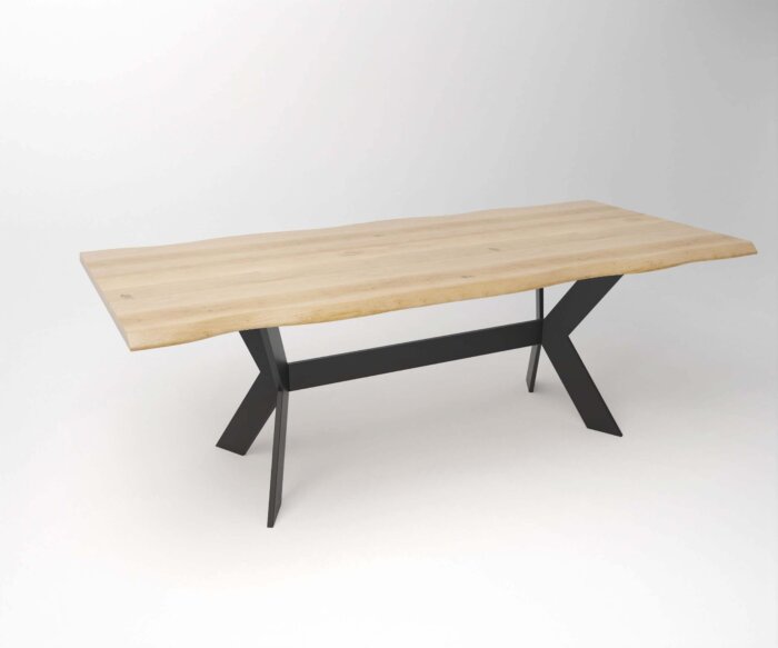 Boomtafel Eiken Tafel met Plaatstaal Frame onderstel