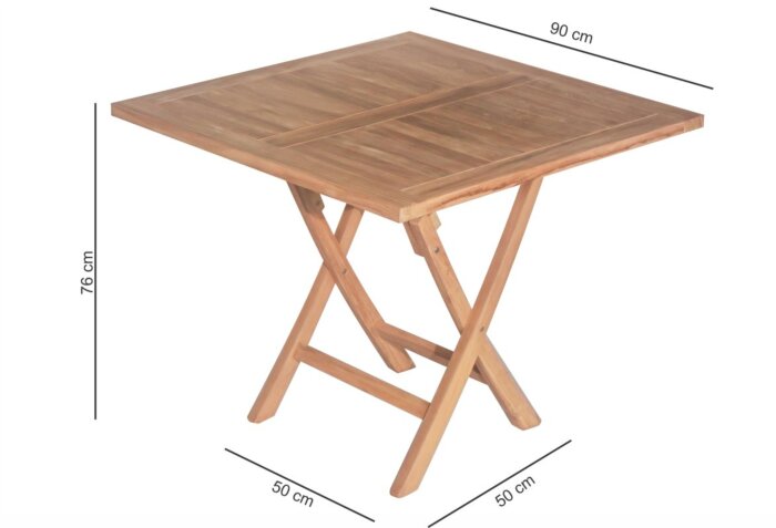 Teak Tuintafel 90 x 90 inklapbaar opvouwbaar