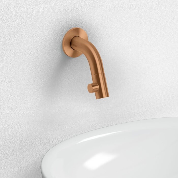 Clou - Kaldur Fonteinkraan, Korte Uitloop, Wandmodel, Brons Geborsteld Pvd