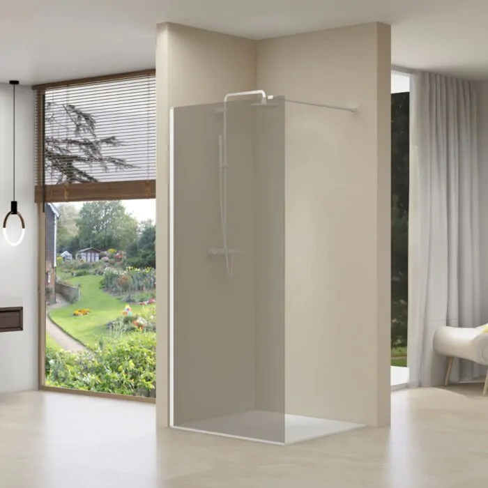 Van Rijn Products ST01MGR inloopdouche 120cm rookglas - wit