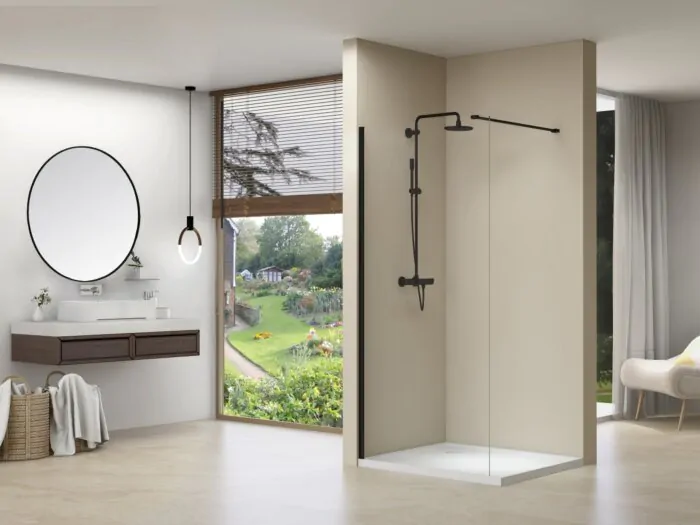 Van Rijn Products ST01ZWM inloopdouche 90cm zwart