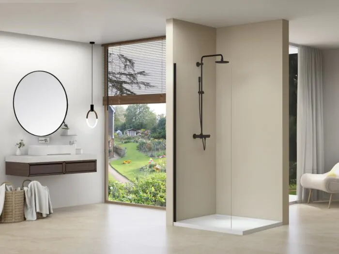 Van Rijn Products ST01ZWM inloopdouche 60cm met mat zwart beslag - zonder stabilisatiestang