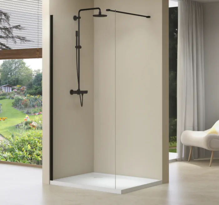 Van Rijn Products ST01ZWM inloopdouche 90cm zwart